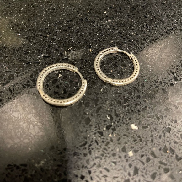 Pandora Silver Heart Hoop Earrings - Picture 3 of 5